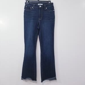 Nine West Kick Flare Jeans Raw Hem Blue Denim